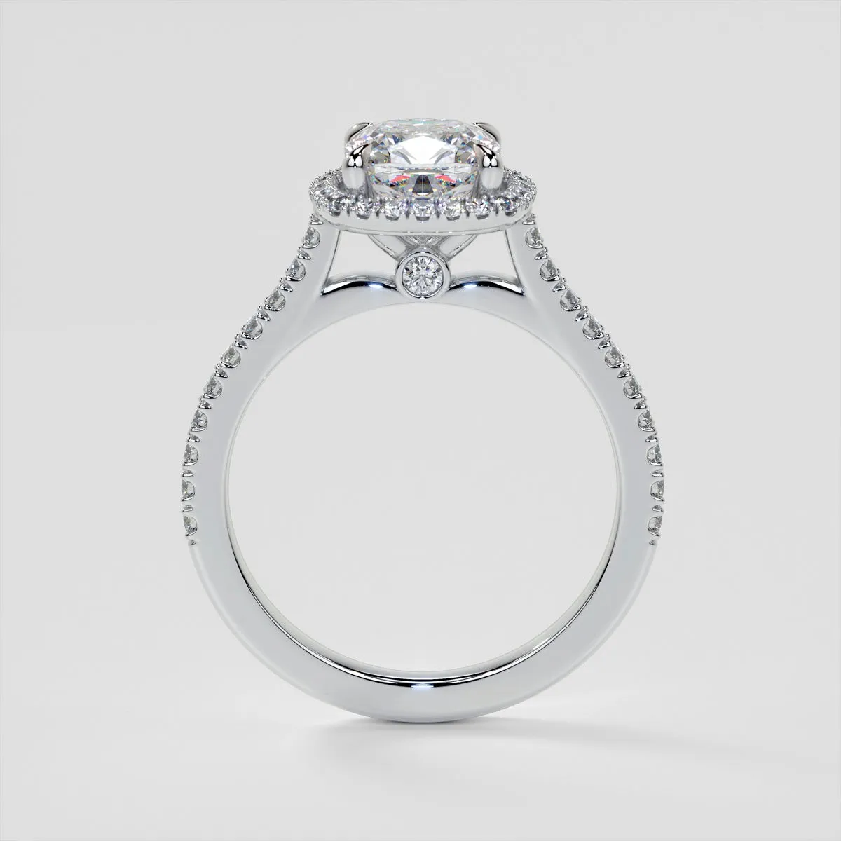 Cushion Halo Engagement Ring With Accents