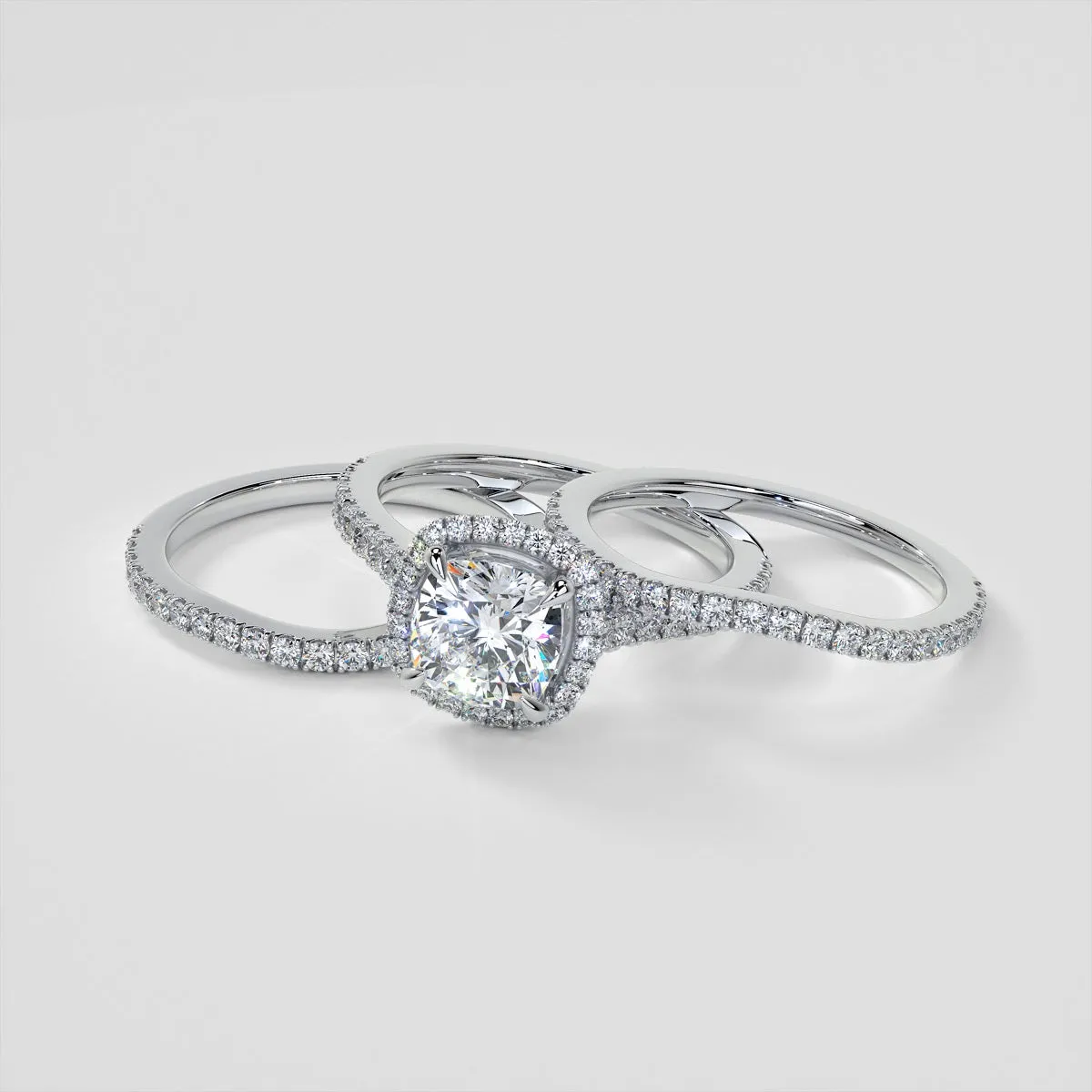 Cushion Halo Engagement Ring With Accents