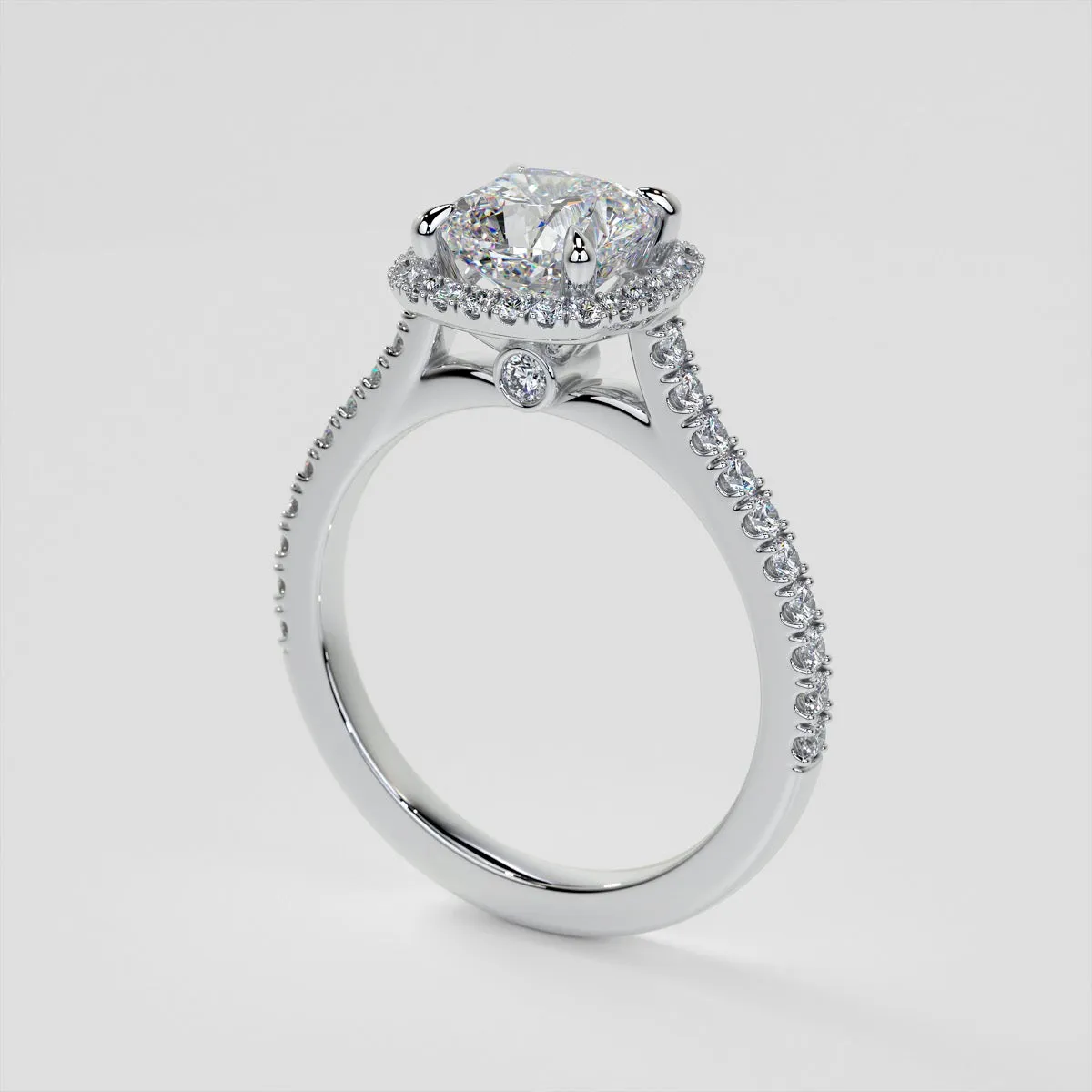 Cushion Halo Engagement Ring With Accents