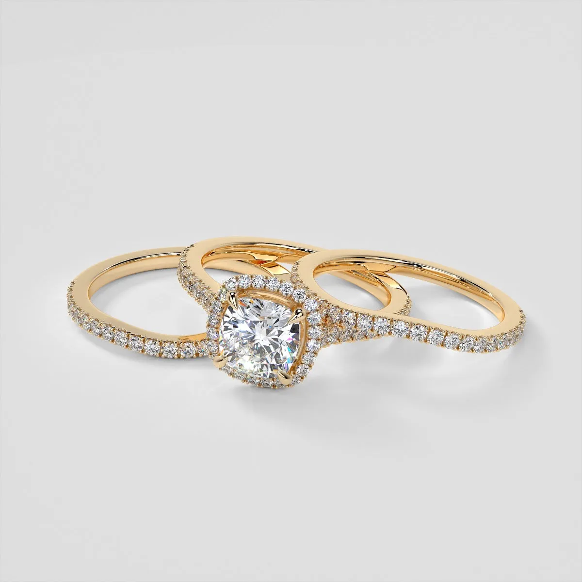 Cushion Halo Engagement Ring With Accents