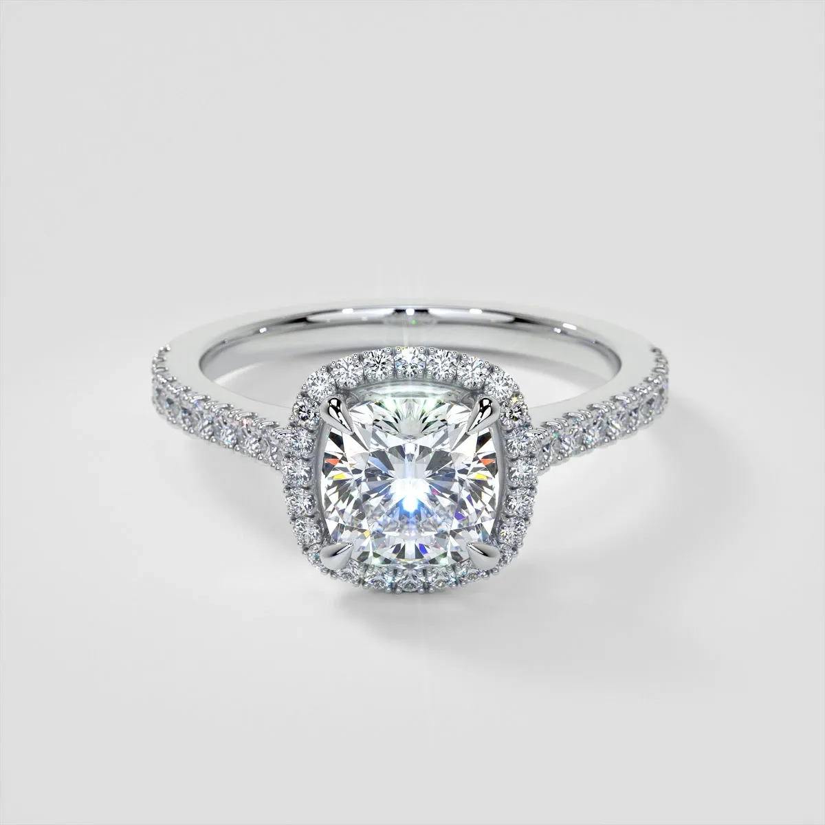 Cushion Halo Engagement Ring With Accents