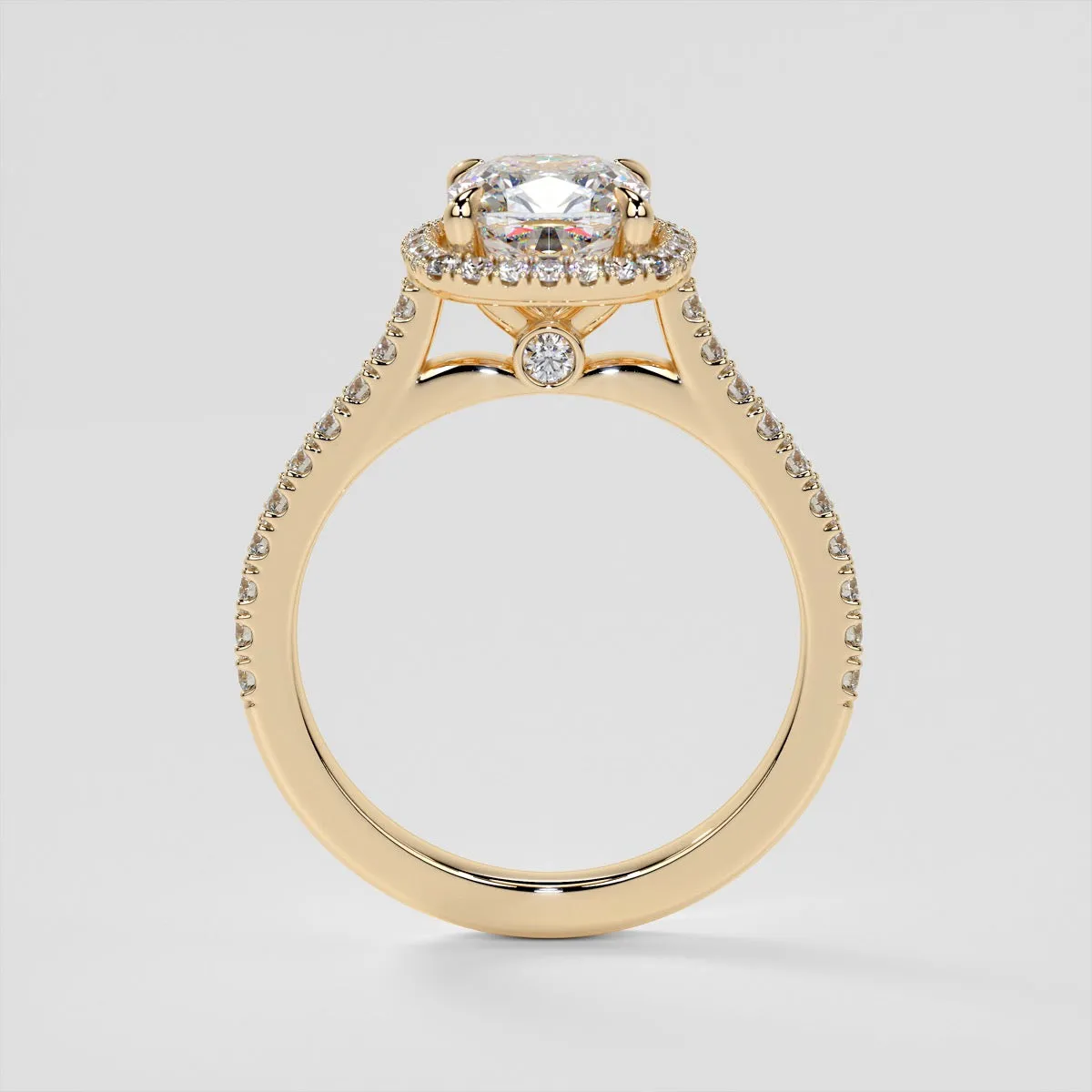 Cushion Halo Engagement Ring With Accents