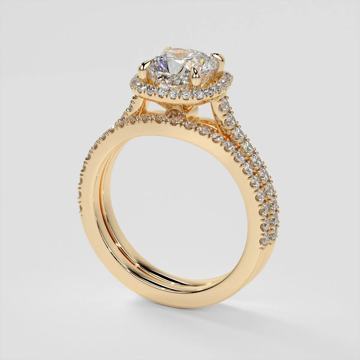 Cushion Halo Engagement Ring With Accents
