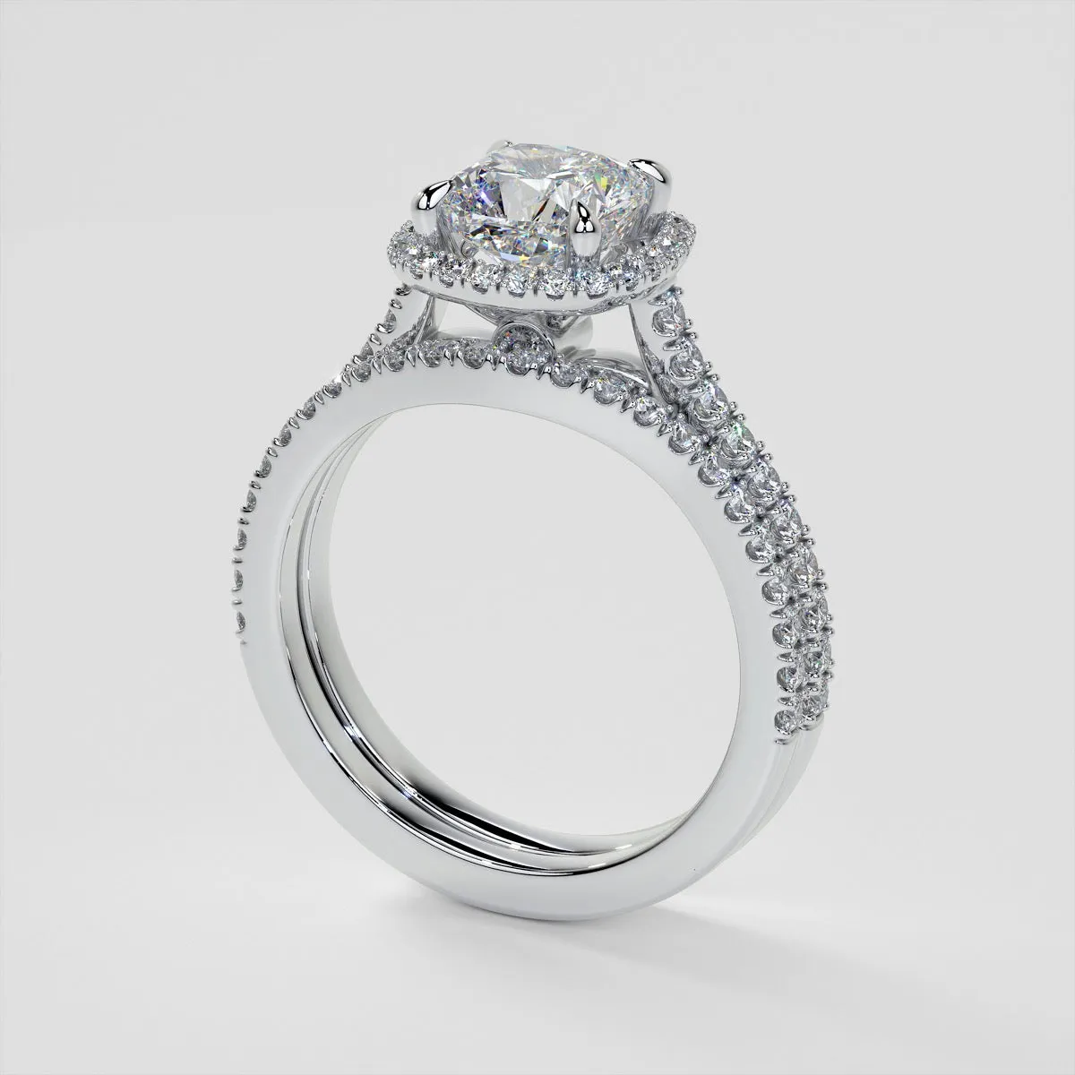 Cushion Halo Engagement Ring With Accents