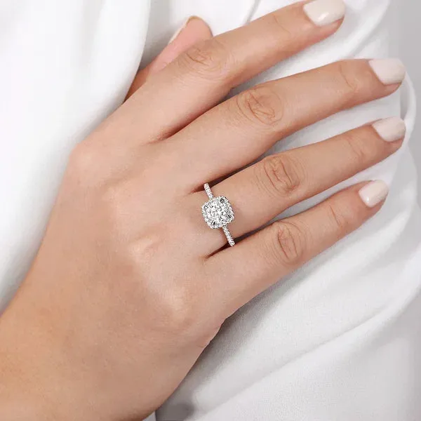 Cushion Halo Round Diamond Engagement Ring Mounting