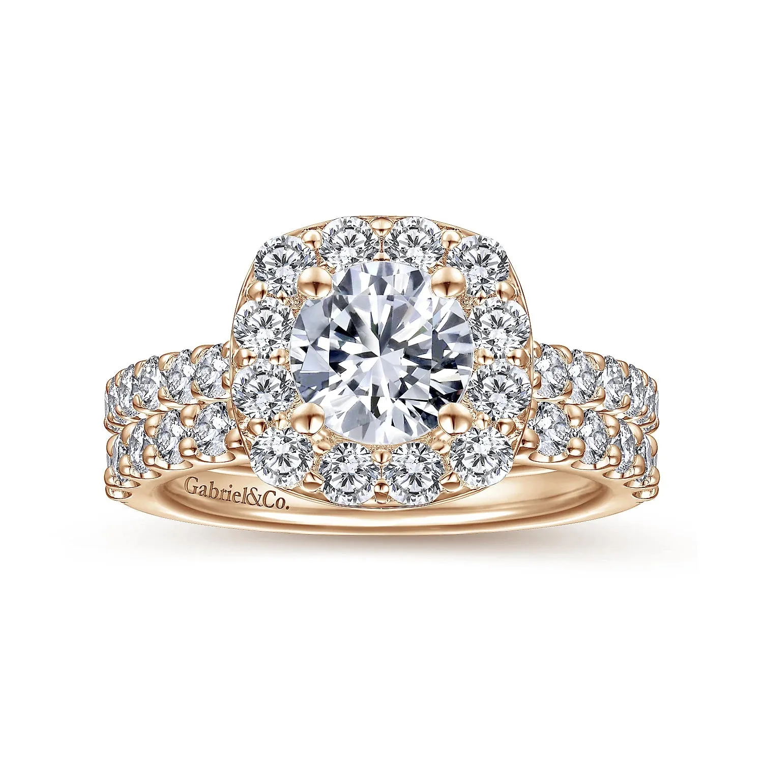 Cushion Halo Round Diamond Engagement Ring Mounting