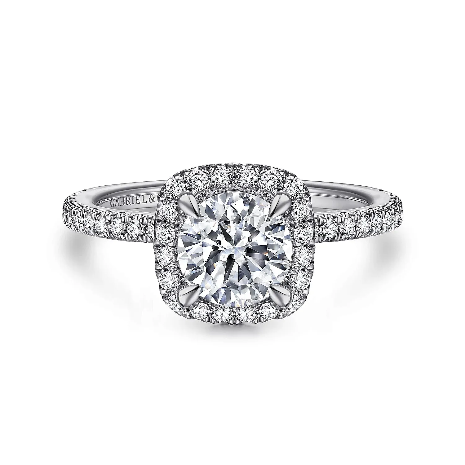 Cushion Halo Round Diamond Engagement Ring Mounting