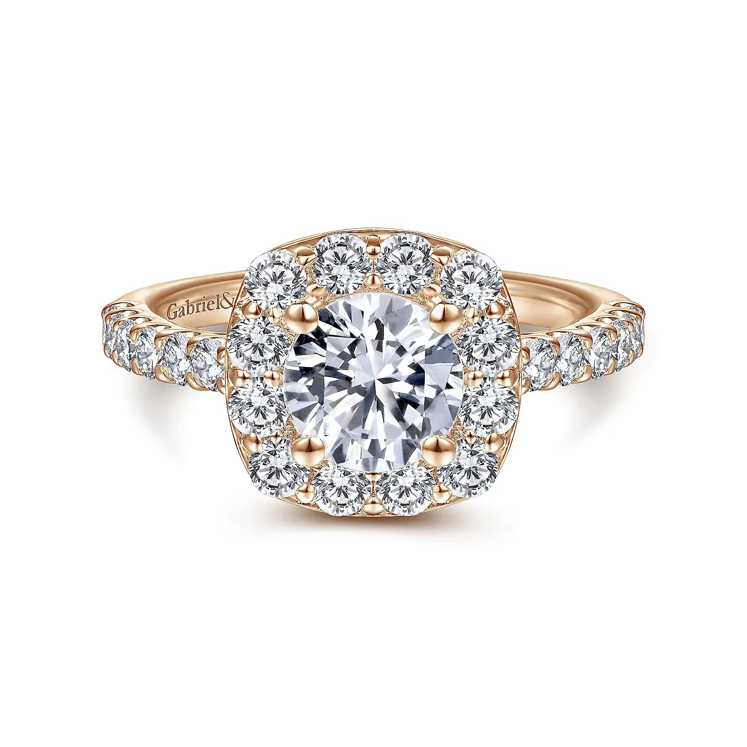 Cushion Halo Round Diamond Engagement Ring Mounting