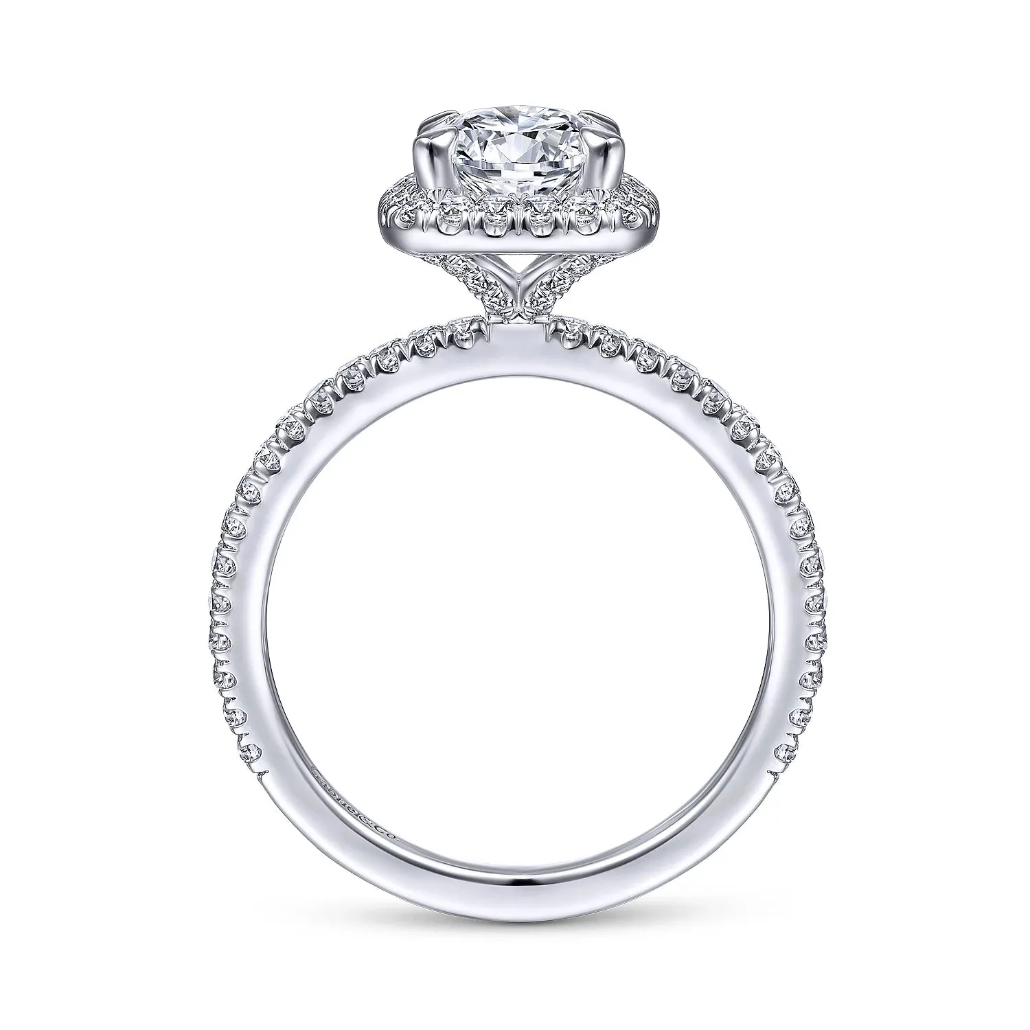 Cushion Halo Round Diamond Engagement Ring Mounting