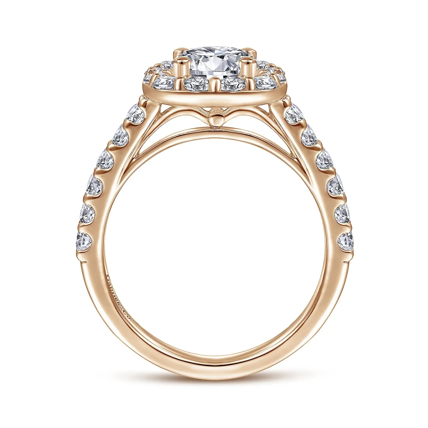Cushion Halo Round Diamond Engagement Ring Mounting