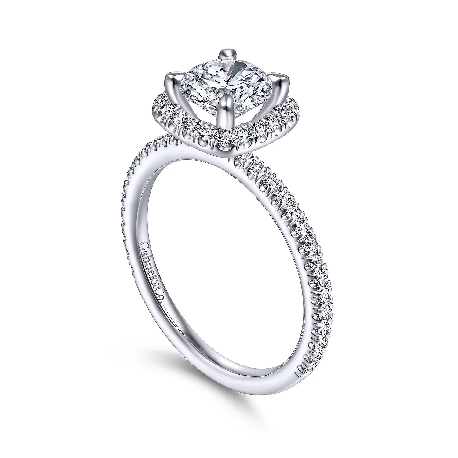 Cushion Halo Round Diamond Engagement Ring Mounting
