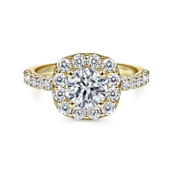 Cushion Halo Round Diamond Engagement Ring Mounting