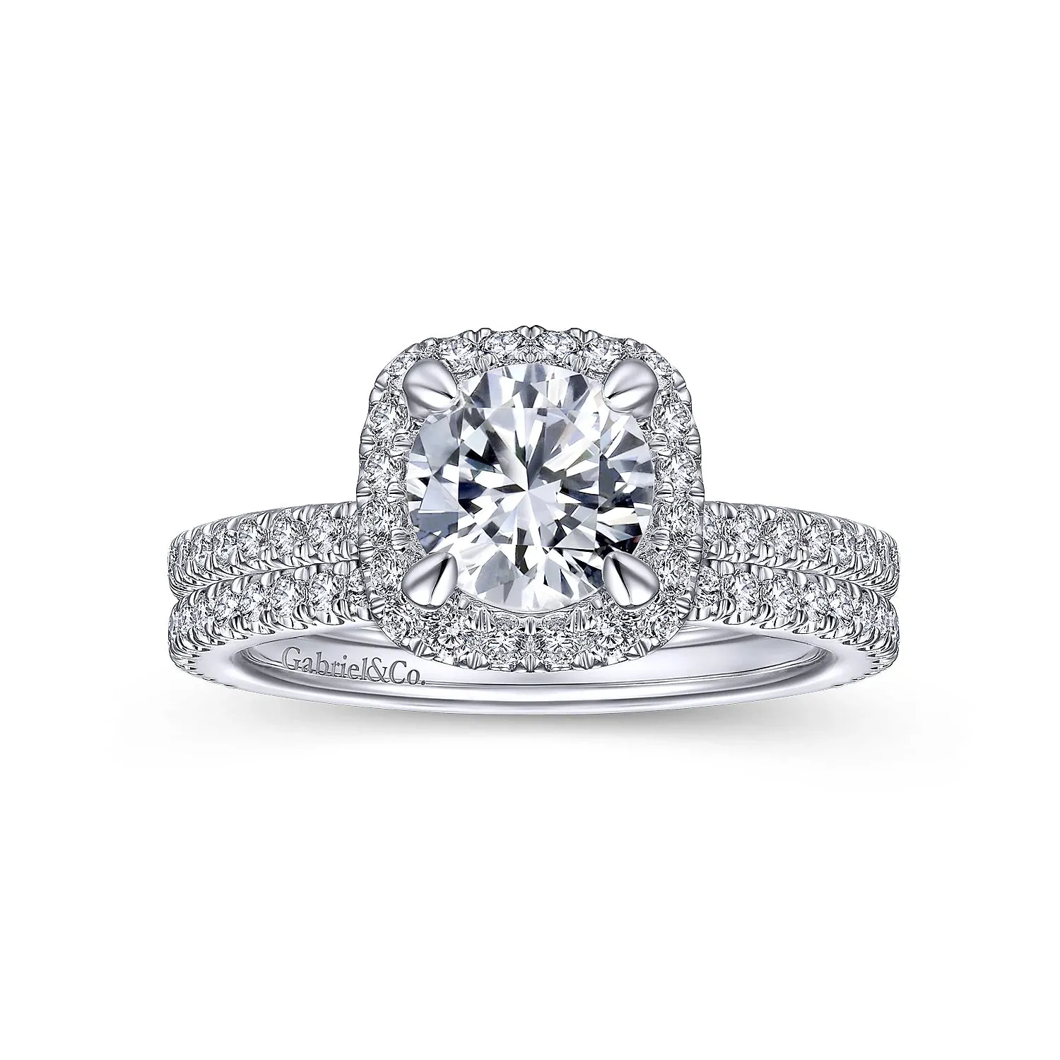 Cushion Halo Round Diamond Engagement Ring Mounting