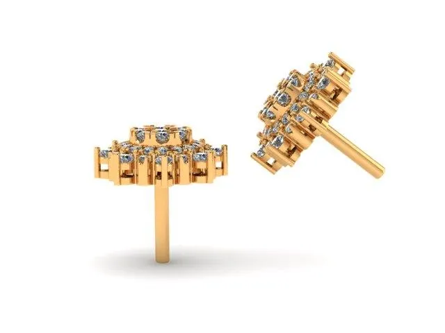Custom 1.75CT  Diamond Cluster Earrings