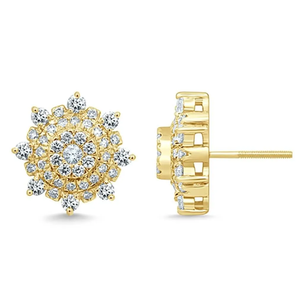 Custom 1.75CT  Diamond Cluster Earrings