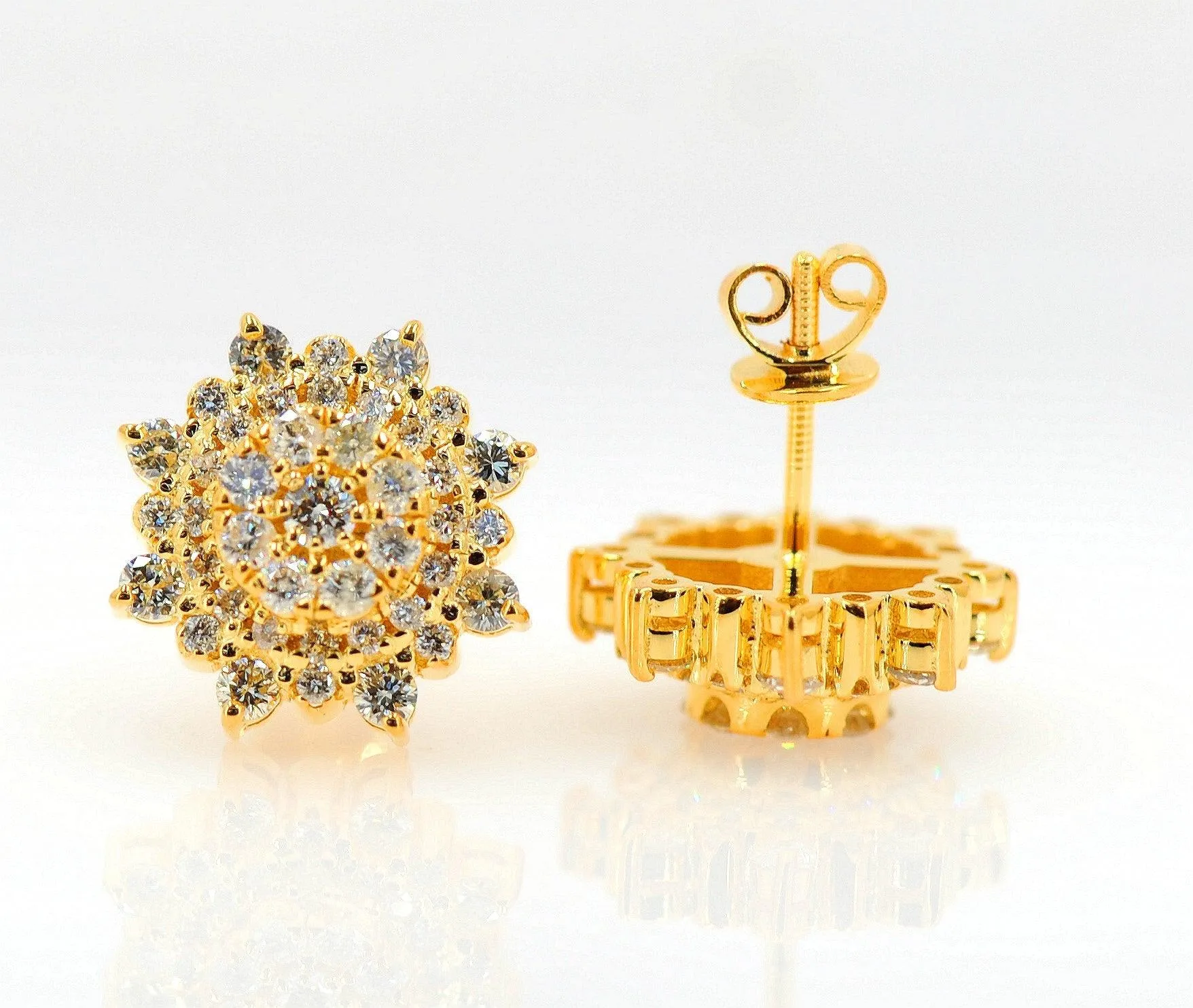 Custom 1.75CT  Diamond Cluster Earrings