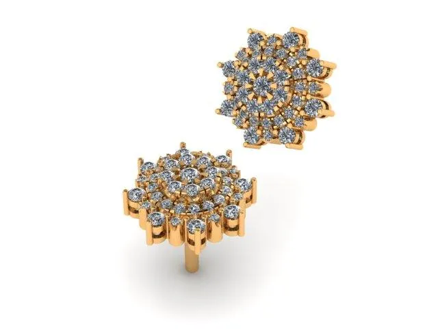 Custom 1.75CT  Diamond Cluster Earrings