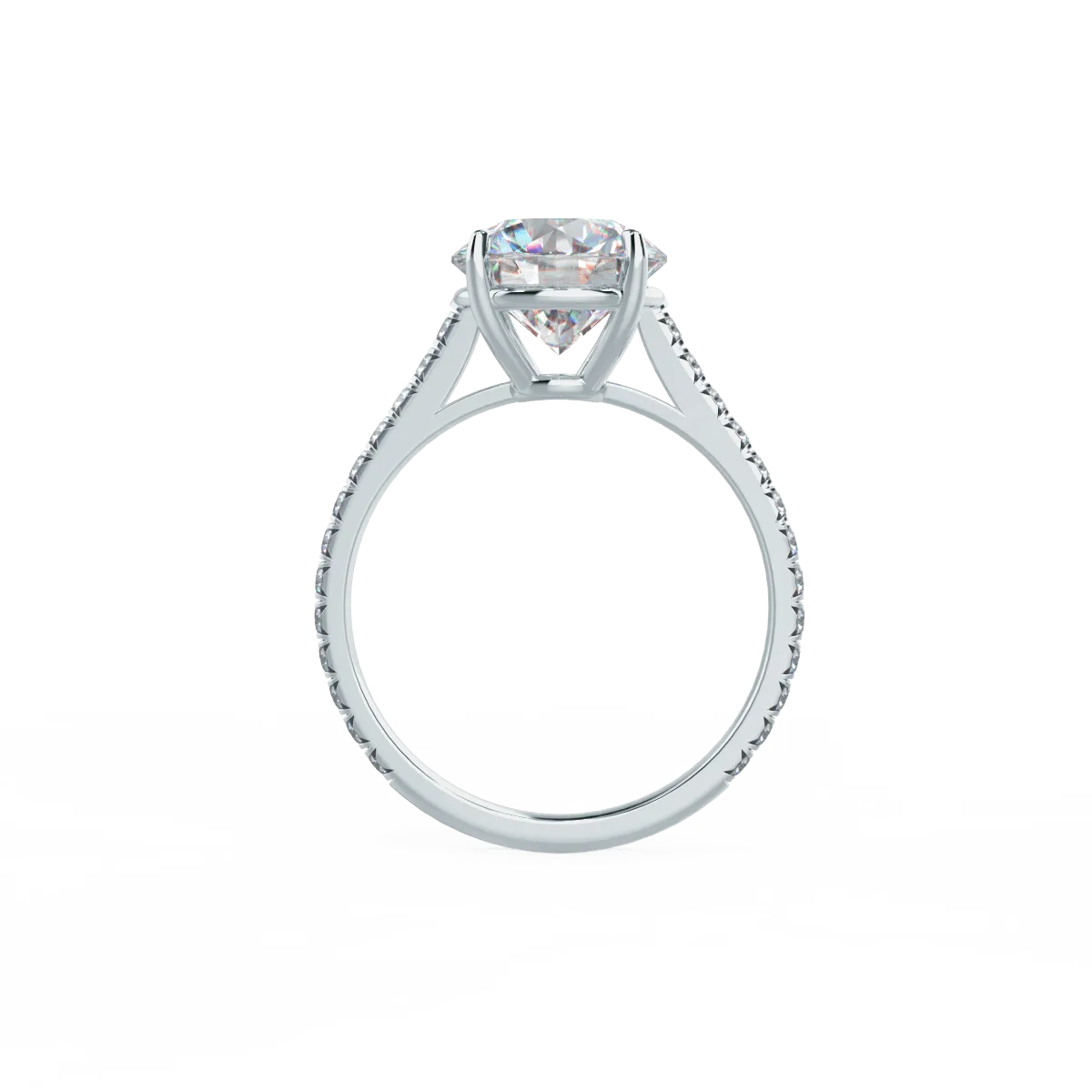 Custom Round Brilliant 4-Prong Solitaire & Pavé Diamond Ring