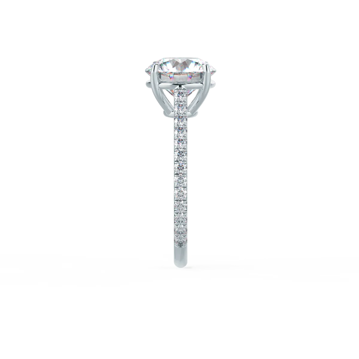 Custom Round Brilliant 4-Prong Solitaire & Pavé Diamond Ring