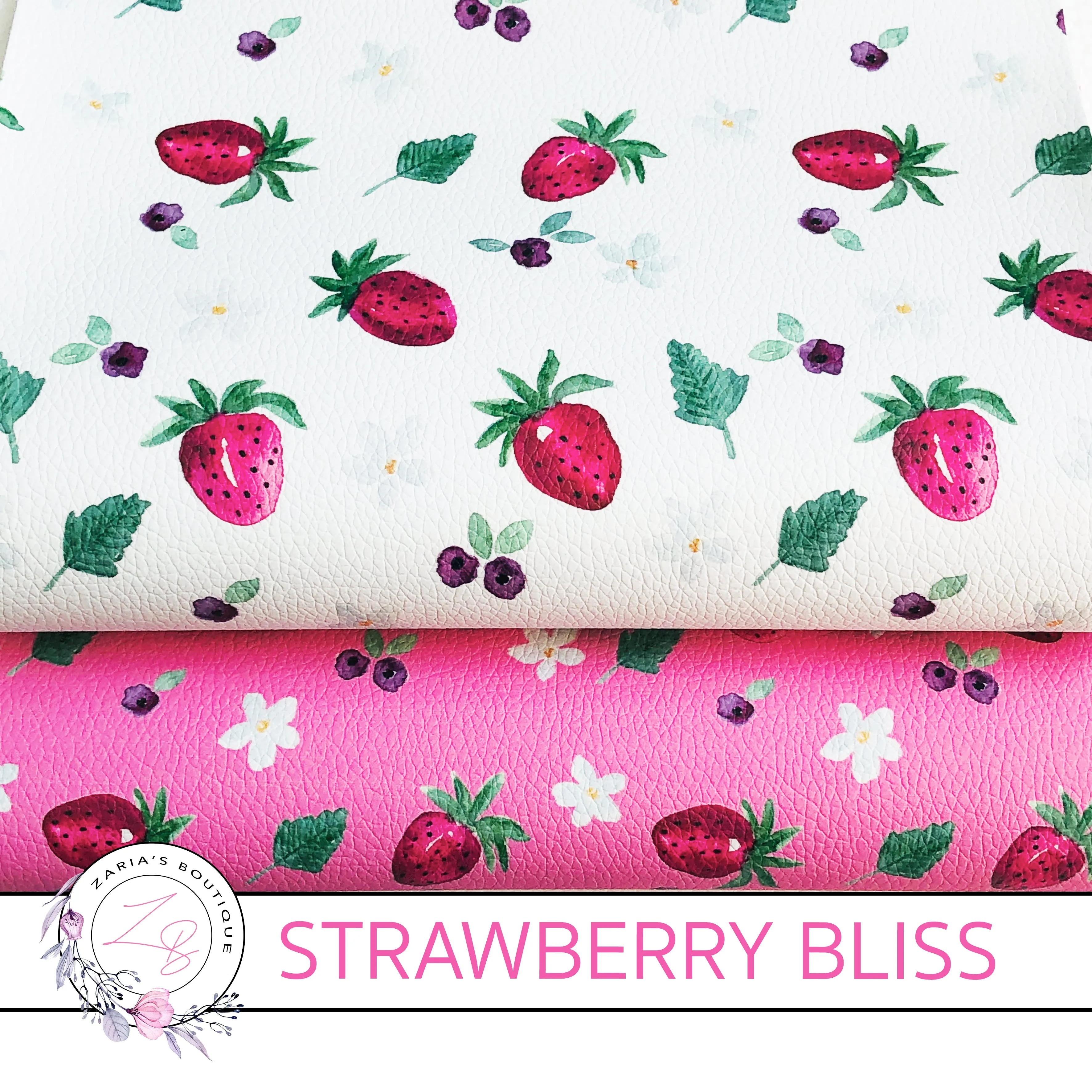Custom Strawberry Bliss Vegan Faux Leather ~ Single Sheets OR Multi-Pack