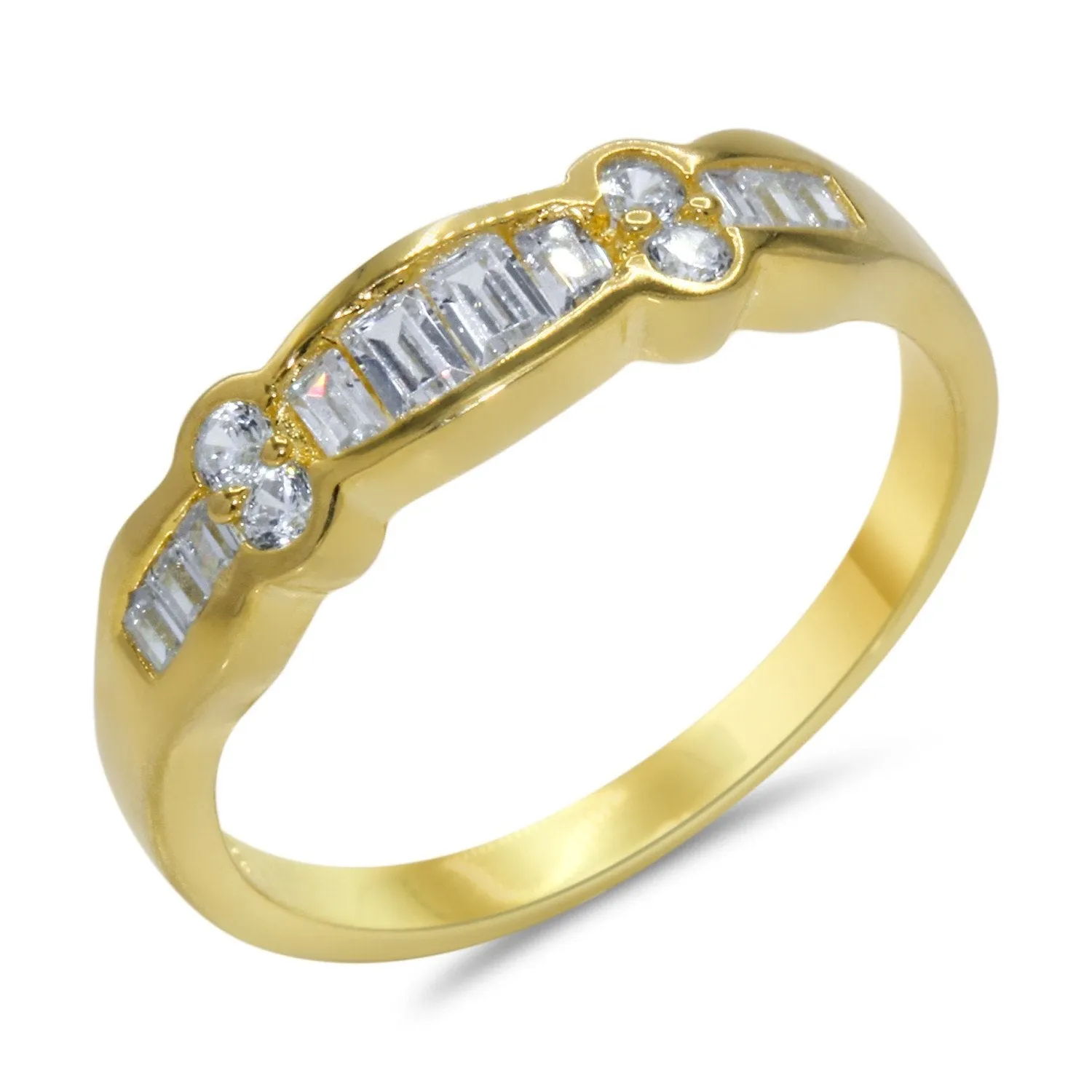 CZ 5mm Sterling Silver Gold Plated Crossover Halo Wedding Bridal Set, Engagement Ring