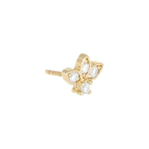 CZ Cluster Threaded Stud Earring 14K