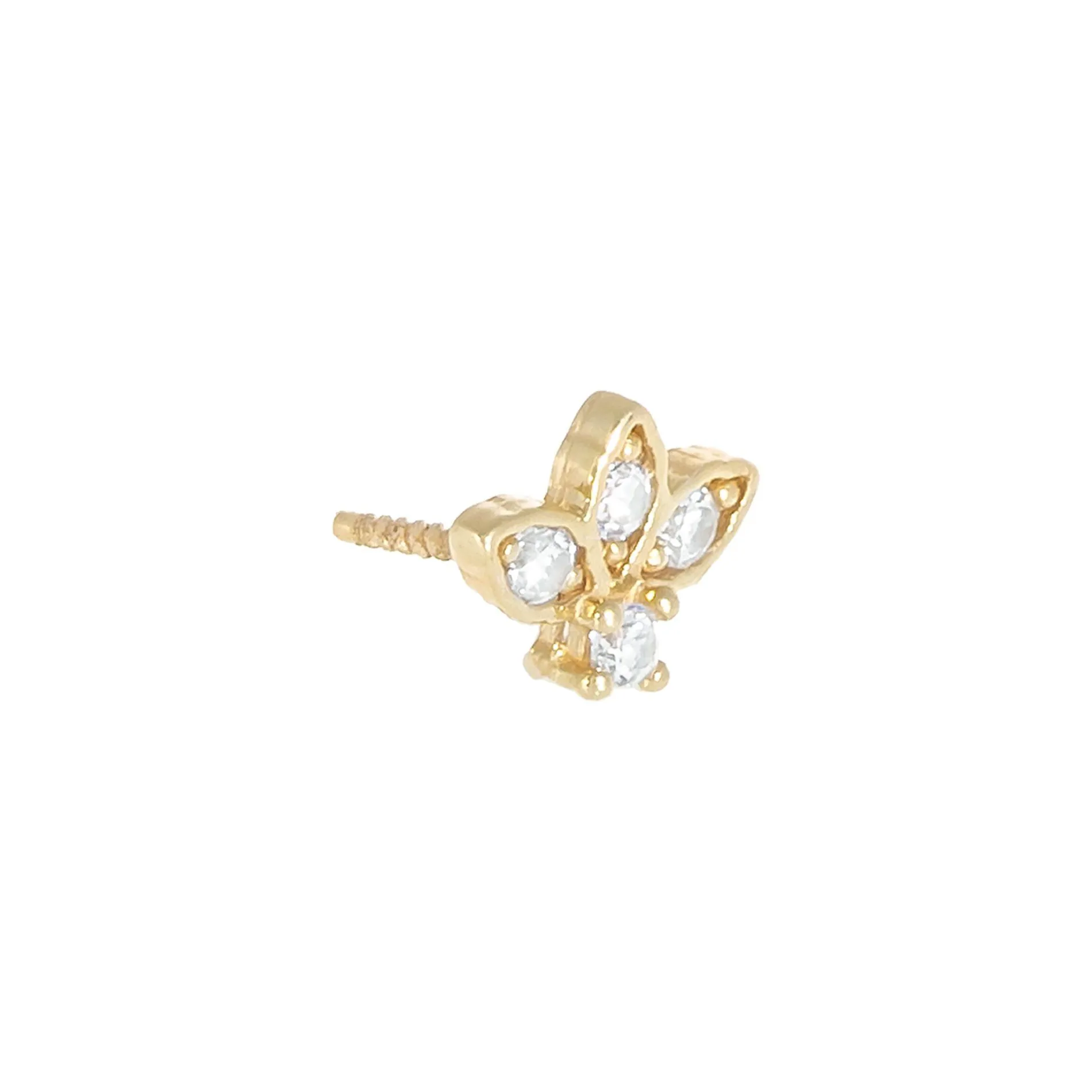 CZ Cluster Threaded Stud Earring 14K