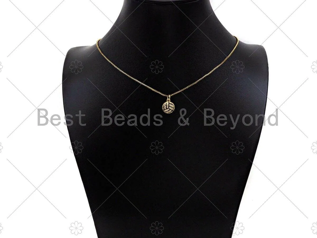 CZ Micro Pave Gold Silver Volleyball Charm, Cubic Zirconia Pendant, Volleyball Charm, CZ Micro Pave Sport ball Pendant,10x12mm, Sku#F1349