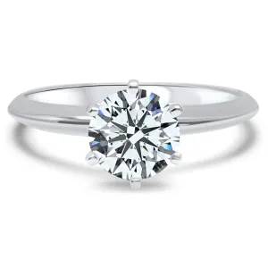 Dainty Lab-Grown Diamond Engagement Ring | 6 Prong Solitaire | 14k White Gold | 1/4, 1/2, 3/4, 1 Carat Options