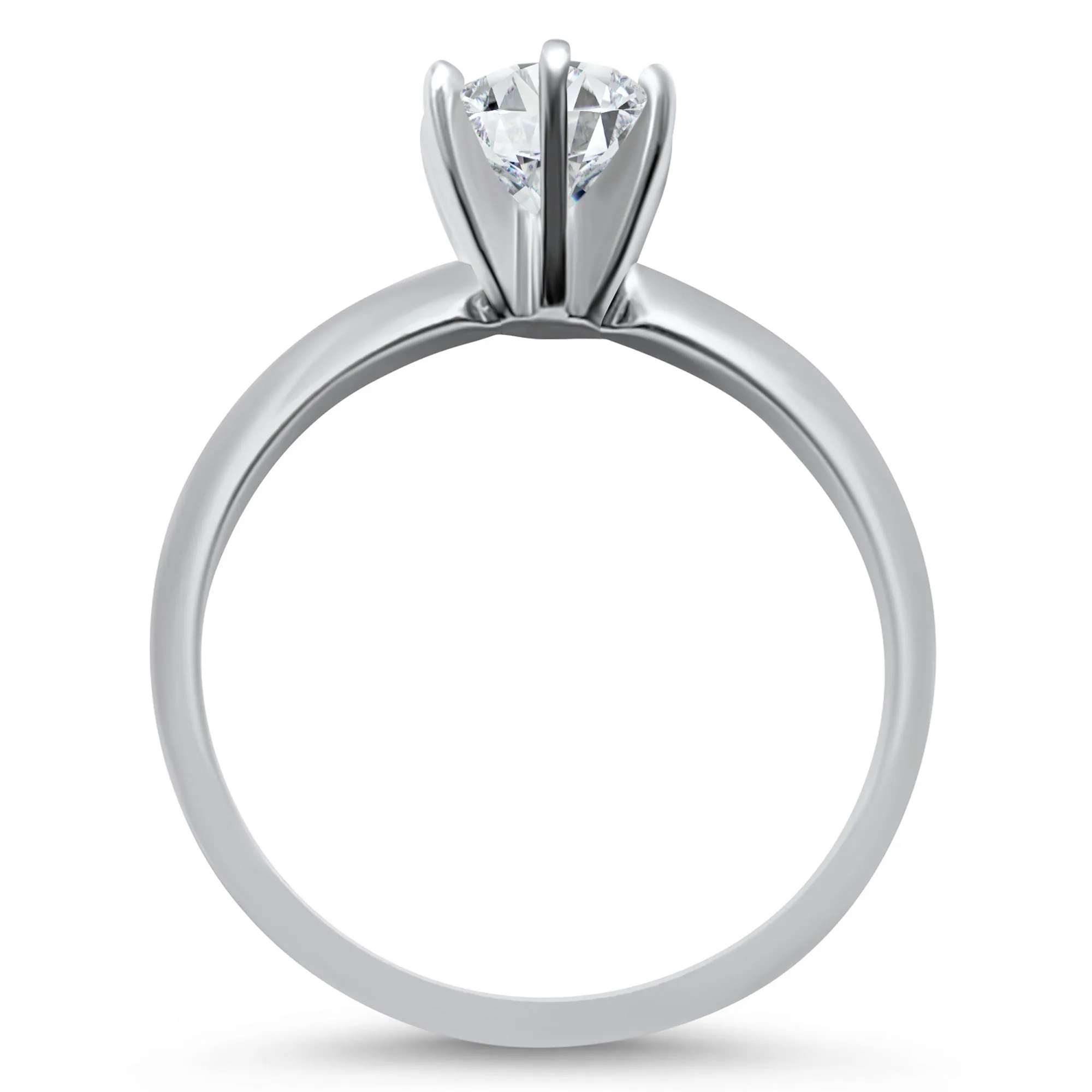 Dainty Lab-Grown Diamond Engagement Ring | 6 Prong Solitaire | 14k White Gold | 1/4, 1/2, 3/4, 1 Carat Options
