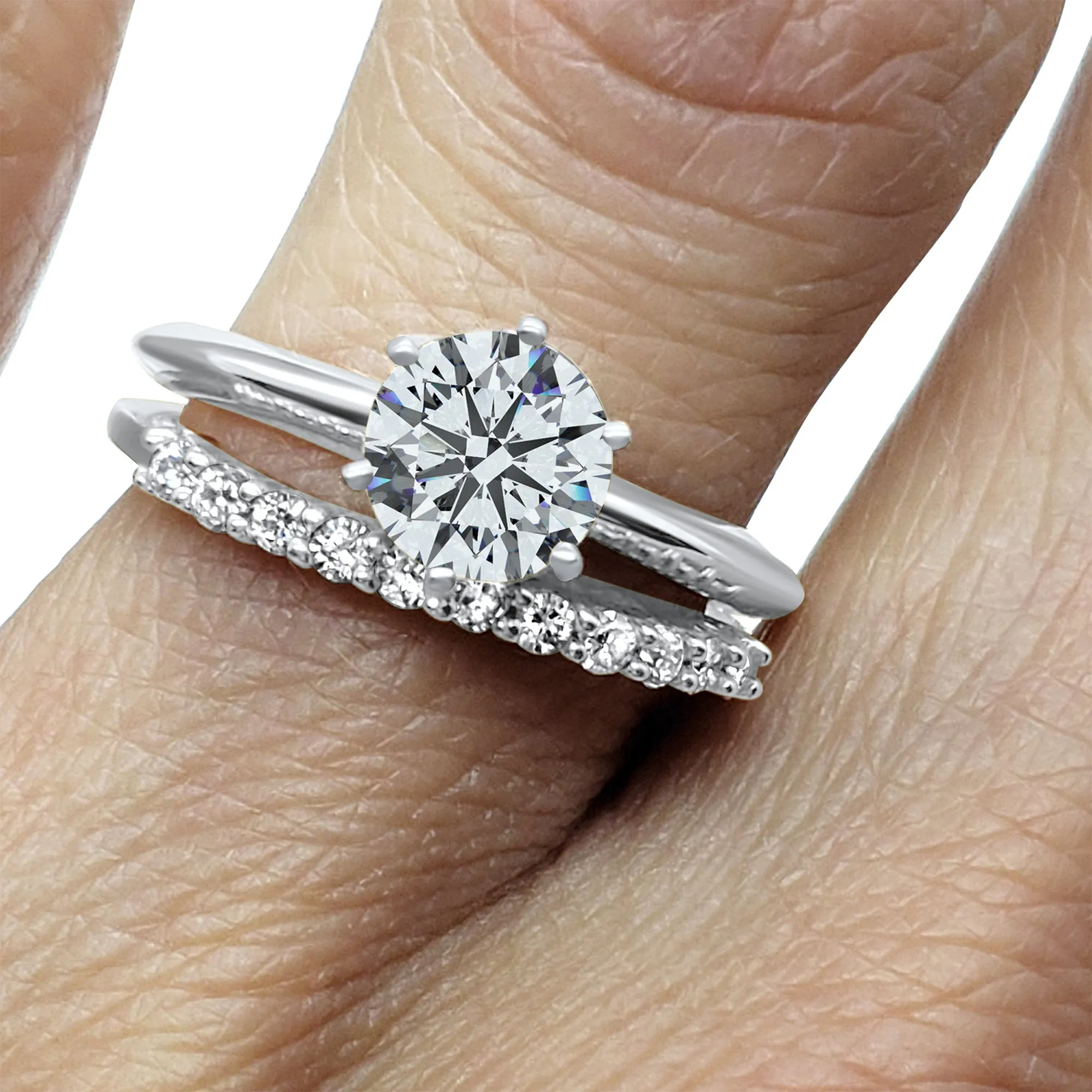 Dainty Lab-Grown Diamond Engagement Ring | 6 Prong Solitaire | 14k White Gold | 1/4, 1/2, 3/4, 1 Carat Options