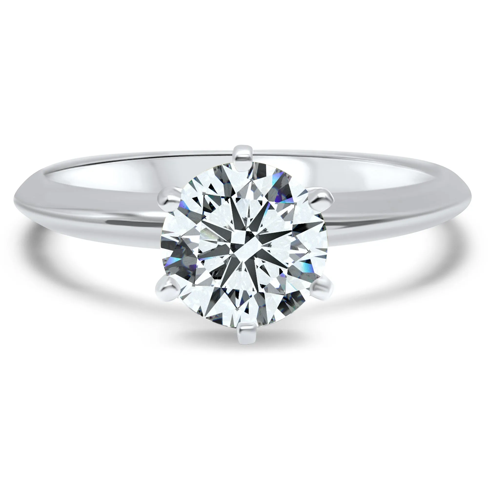 Dainty Lab-Grown Diamond Engagement Ring | 6 Prong Solitaire | 14k White Gold | 1/4, 1/2, 3/4, 1 Carat Options