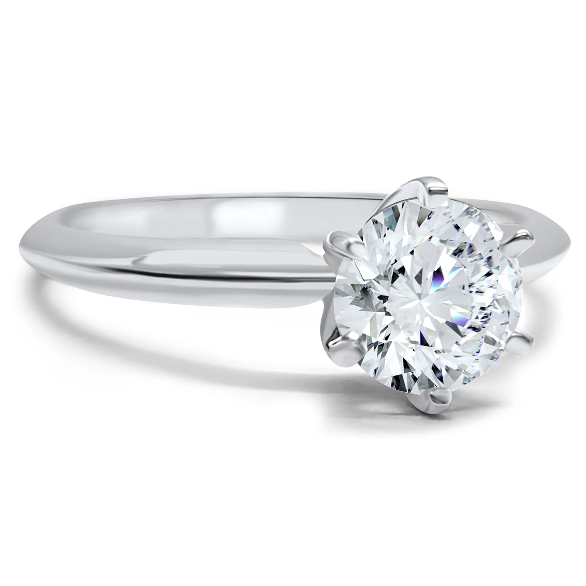 Dainty Lab-Grown Diamond Engagement Ring | 6 Prong Solitaire | 14k White Gold | 1/4, 1/2, 3/4, 1 Carat Options