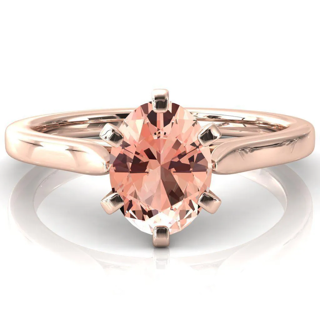 Darci Oval Champagne Sapphire 6  Prong Cathedral Solitaire Engagement Ring