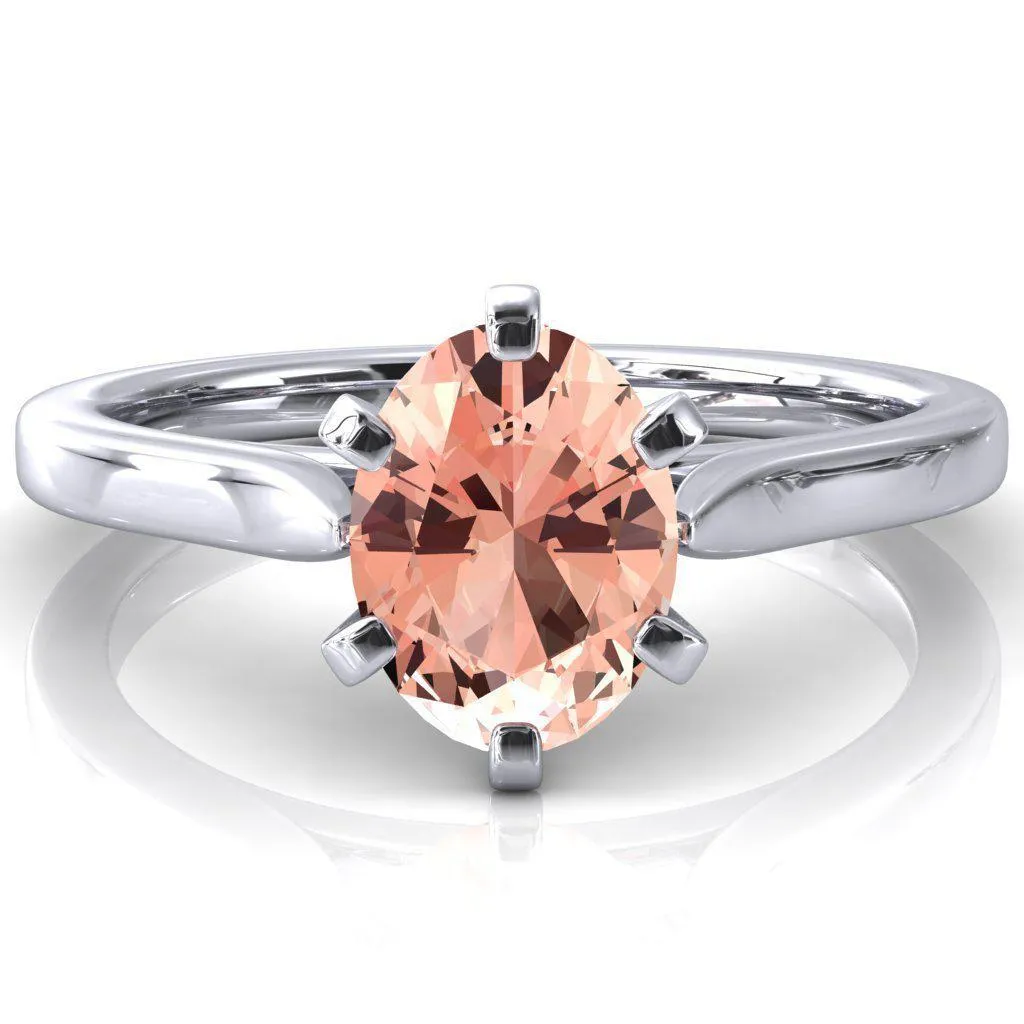 Darci Oval Champagne Sapphire 6  Prong Cathedral Solitaire Engagement Ring