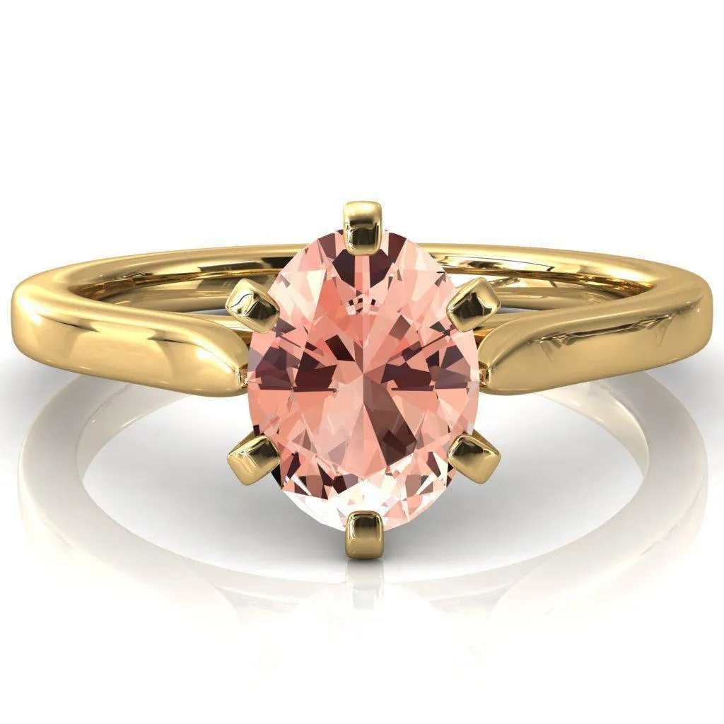 Darci Oval Champagne Sapphire 6  Prong Cathedral Solitaire Engagement Ring