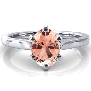 Darci Oval Champagne Sapphire 6  Prong Cathedral Solitaire Engagement Ring
