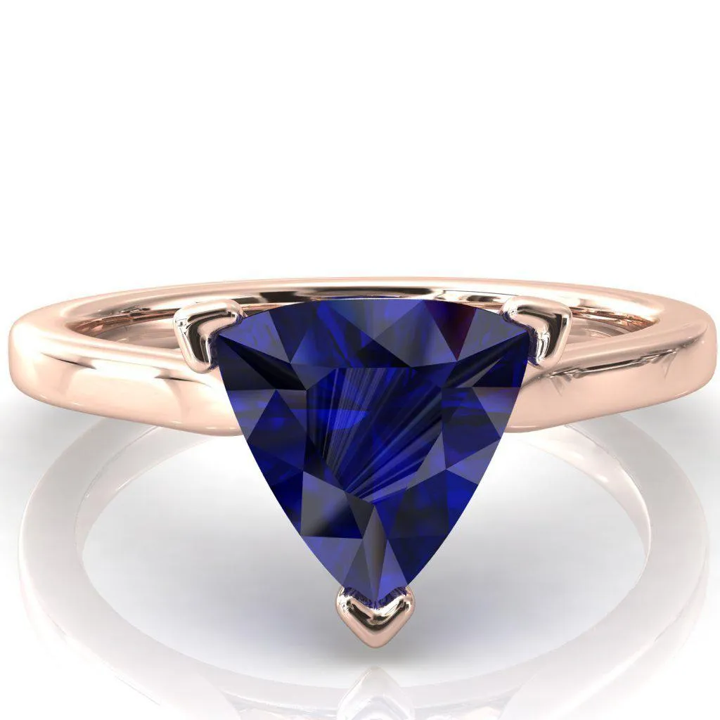 Darci Trillion Blue Sapphire 3 Prong Cathedral Solitaire Engagement Ring