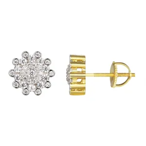 Designer Prong Set Sterling Silver Screw Back Earrings