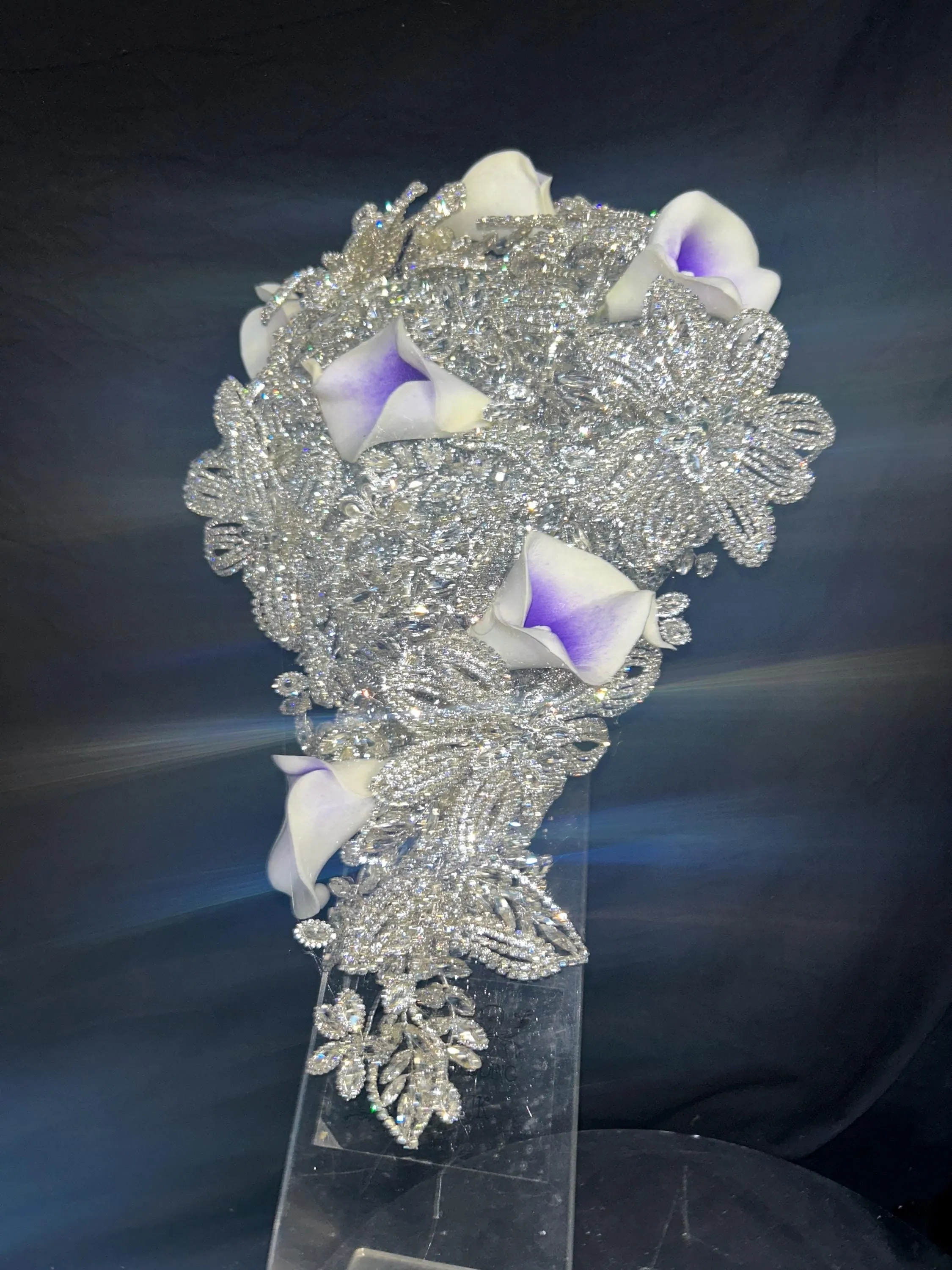 Diamante bouquet, lily &  brooch Jewel rhinestone crystal wedding bouquet Crystal Bridal Bouquet, rose cascade bouquet Crystal wedding uk