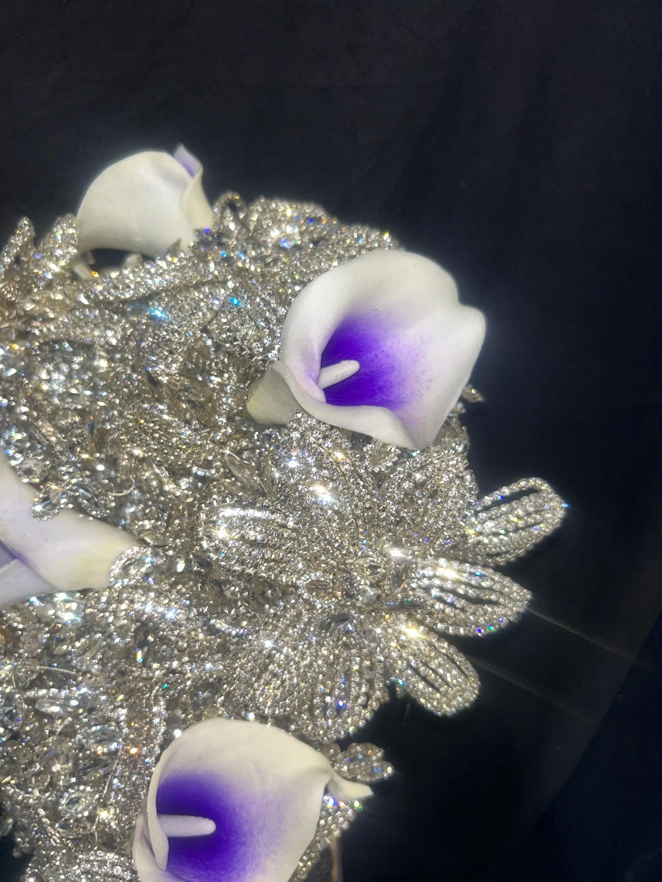 Diamante bouquet, lily &  brooch Jewel rhinestone crystal wedding bouquet Crystal Bridal Bouquet, rose cascade bouquet Crystal wedding uk