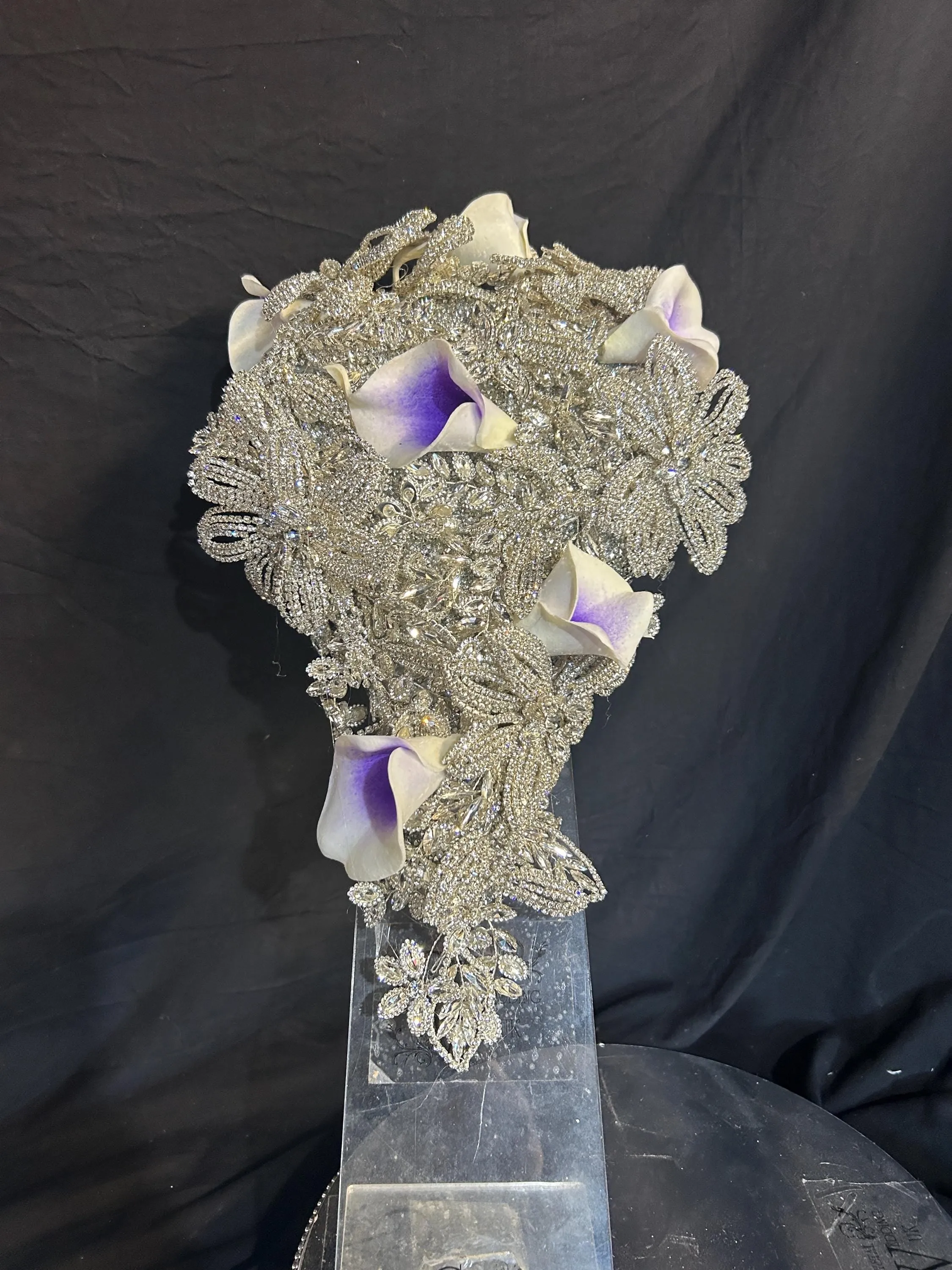Diamante bouquet, lily &  brooch Jewel rhinestone crystal wedding bouquet Crystal Bridal Bouquet, rose cascade bouquet Crystal wedding uk