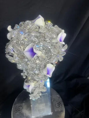 Diamante bouquet, lily &  brooch Jewel rhinestone crystal wedding bouquet Crystal Bridal Bouquet, rose cascade bouquet Crystal wedding uk