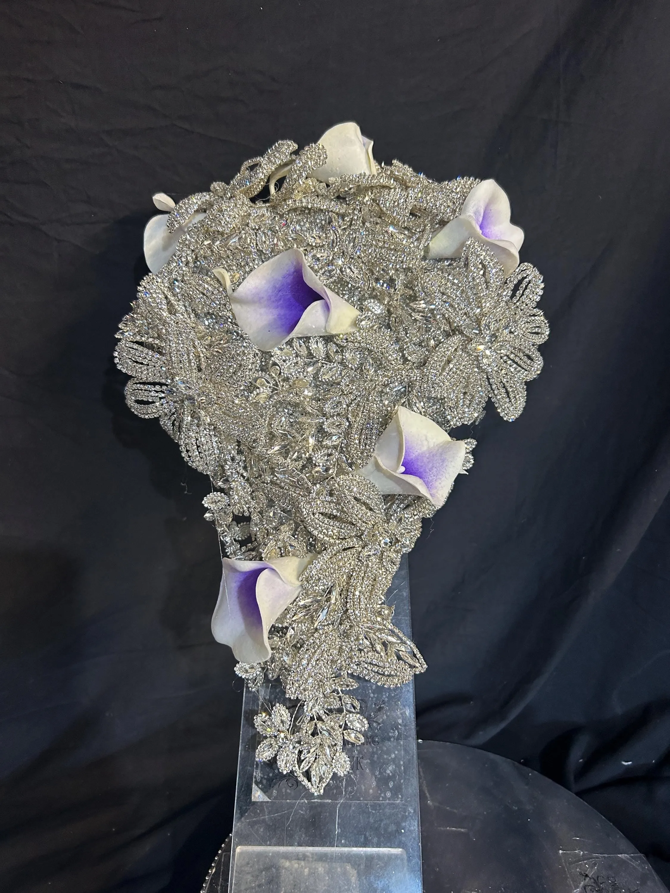 Diamante bouquet, lily &  brooch Jewel rhinestone crystal wedding bouquet Crystal Bridal Bouquet, rose cascade bouquet Crystal wedding uk