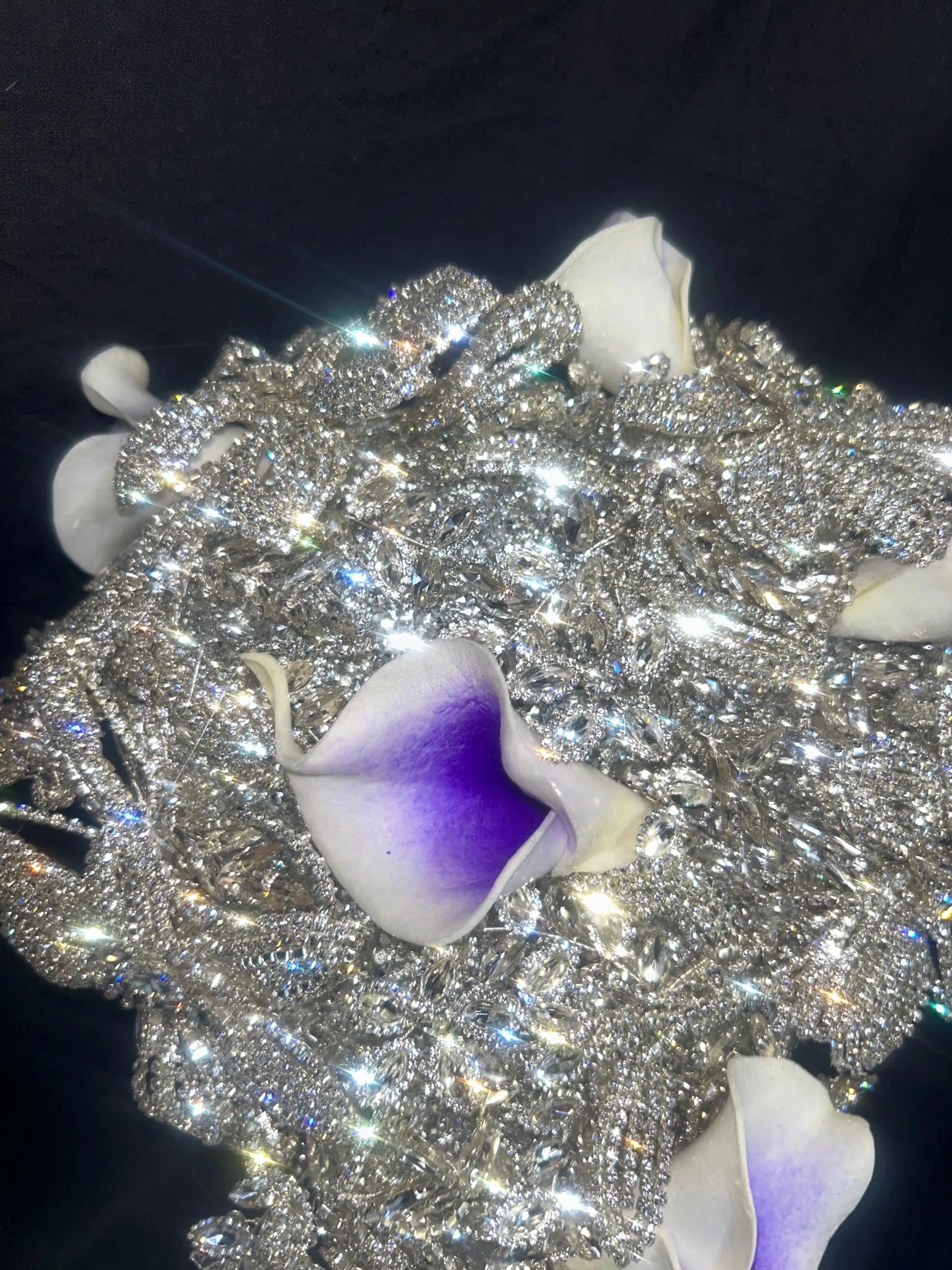 Diamante bouquet, lily &  brooch Jewel rhinestone crystal wedding bouquet Crystal Bridal Bouquet, rose cascade bouquet Crystal wedding uk