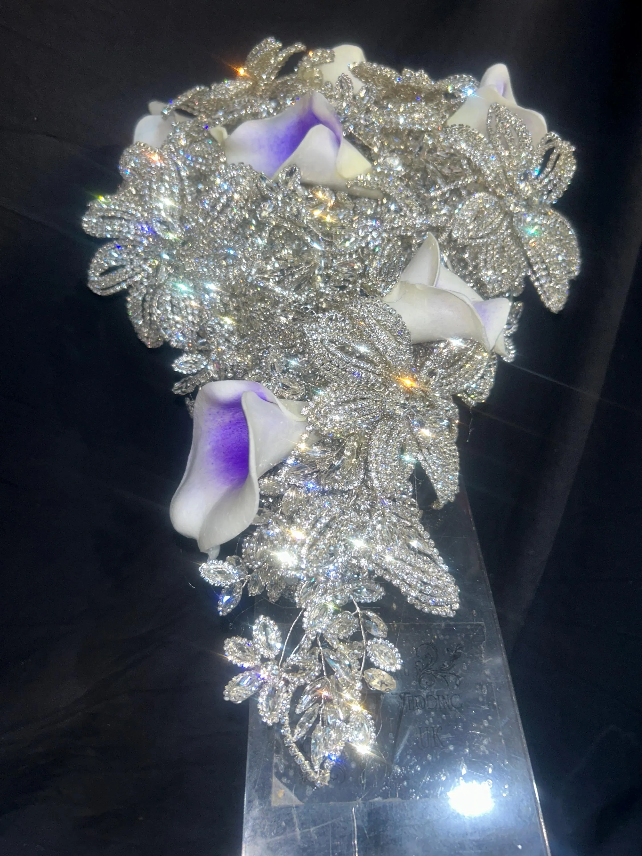 Diamante bouquet, lily &  brooch Jewel rhinestone crystal wedding bouquet Crystal Bridal Bouquet, rose cascade bouquet Crystal wedding uk