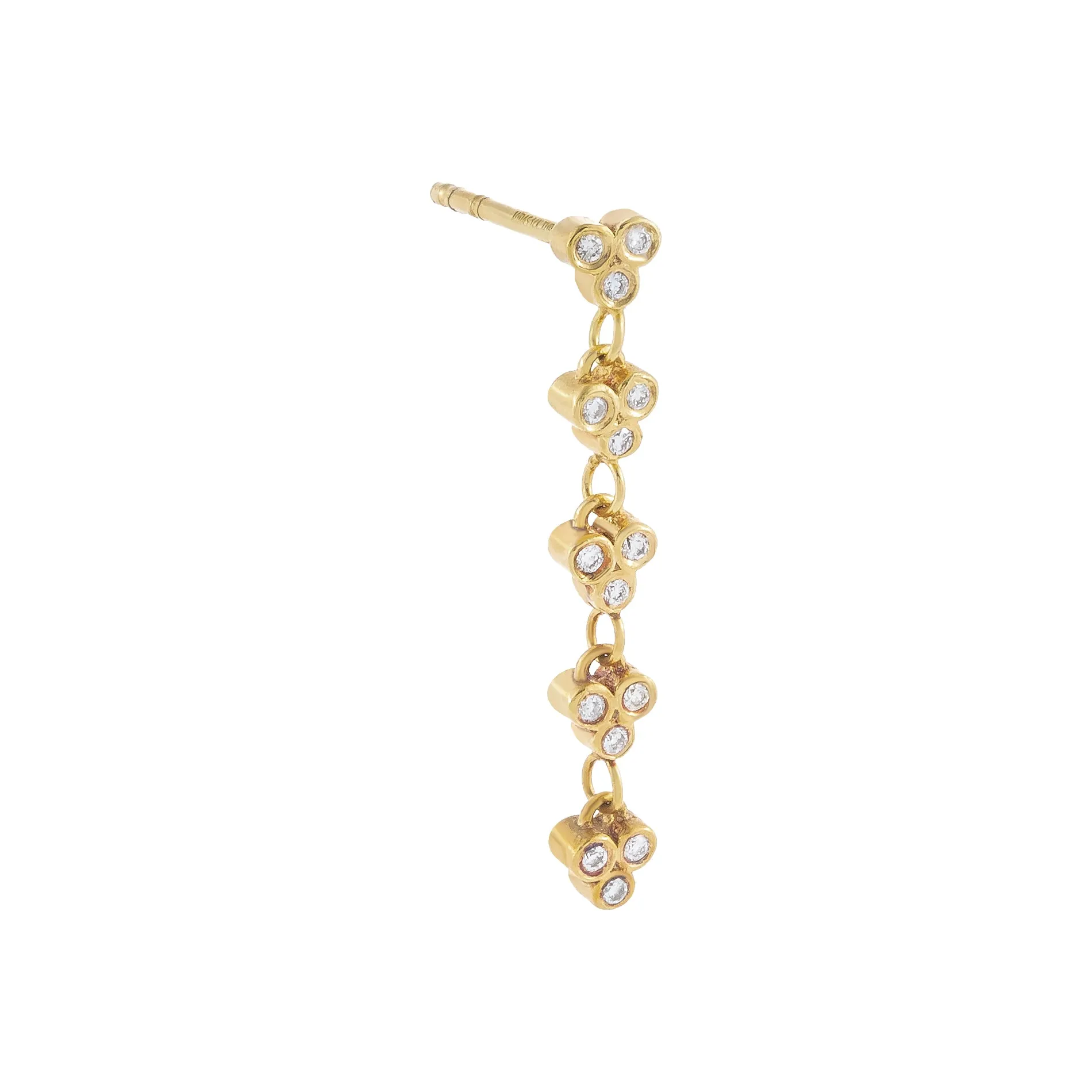 Diamond Cluster Drop Stud Earring 14K