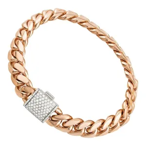 Diamond Cuban Link Bracelet Two Tone Gold 0.90 Ctw