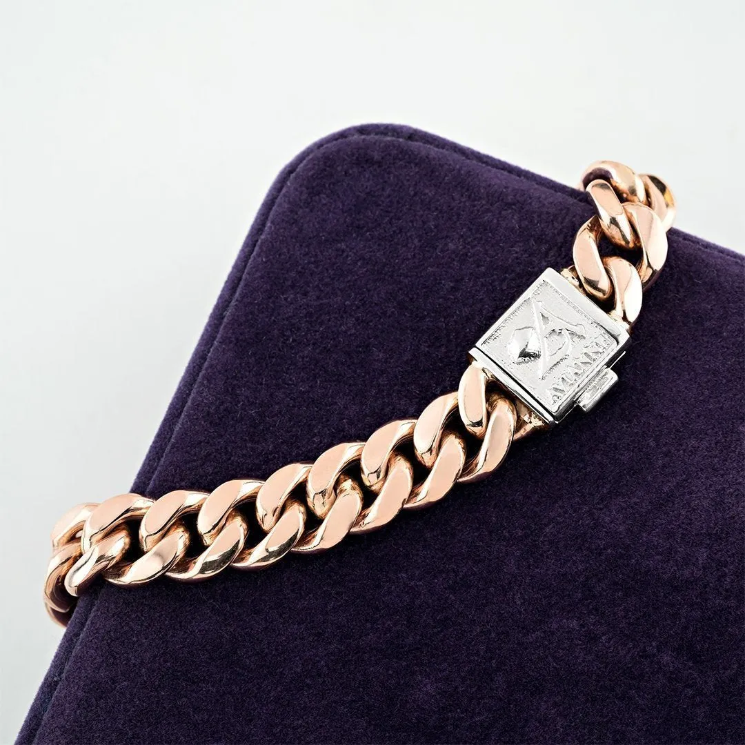 Diamond Cuban Link Bracelet Two Tone Gold 0.90 Ctw