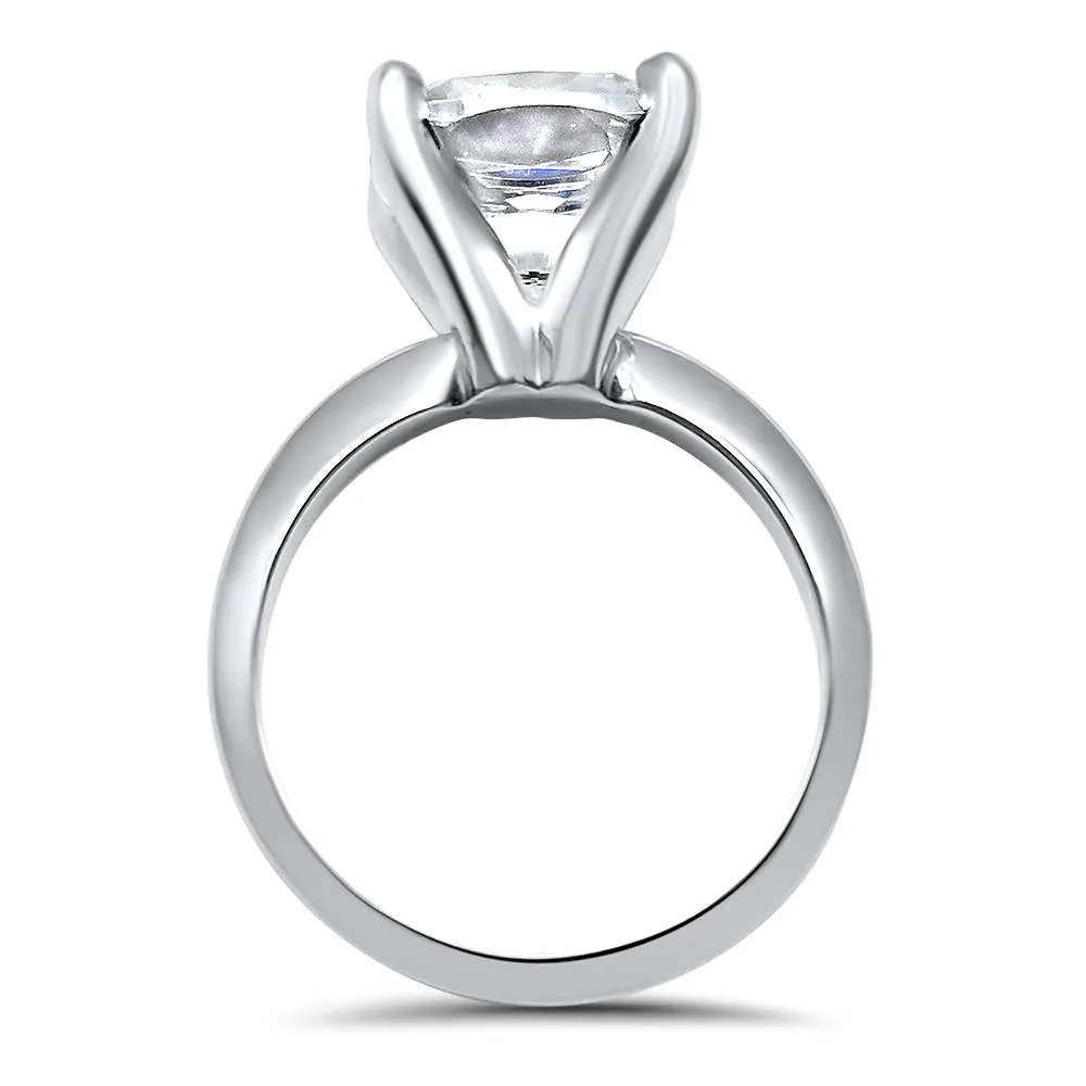Diamond Cushion Cut Solitaire Engagement Ring 14k White Gold White Gold 1, 2, 3, or 4 carat
